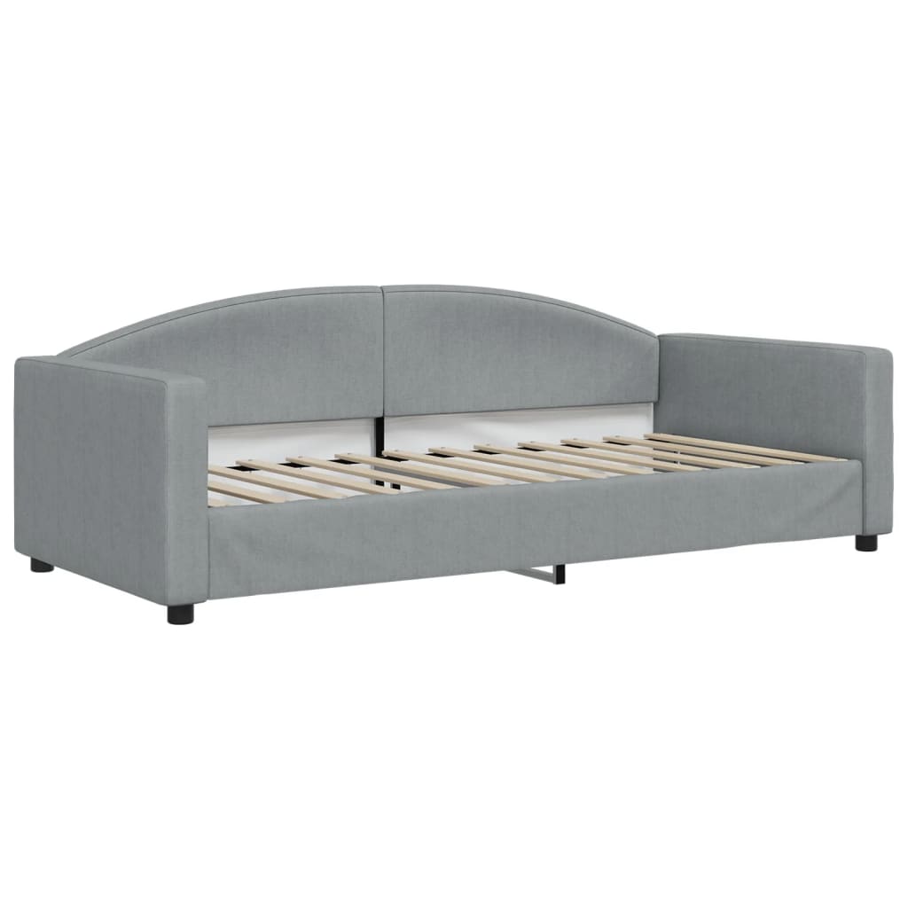 Lit de jour avec gigogne et tiroirs gris clair 90x190 cm tissu - XIOS