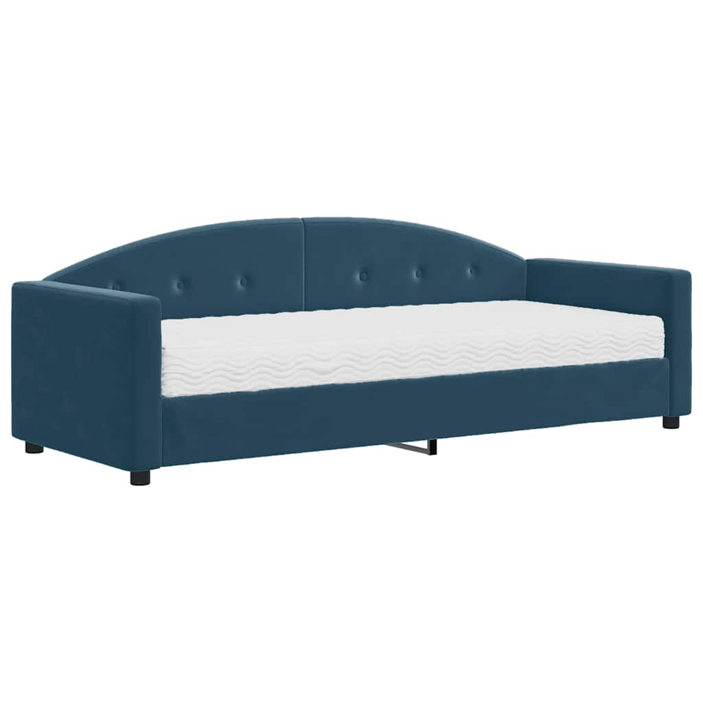Lit de jour avec matelas bleu 80x200 cm velours - XIOS