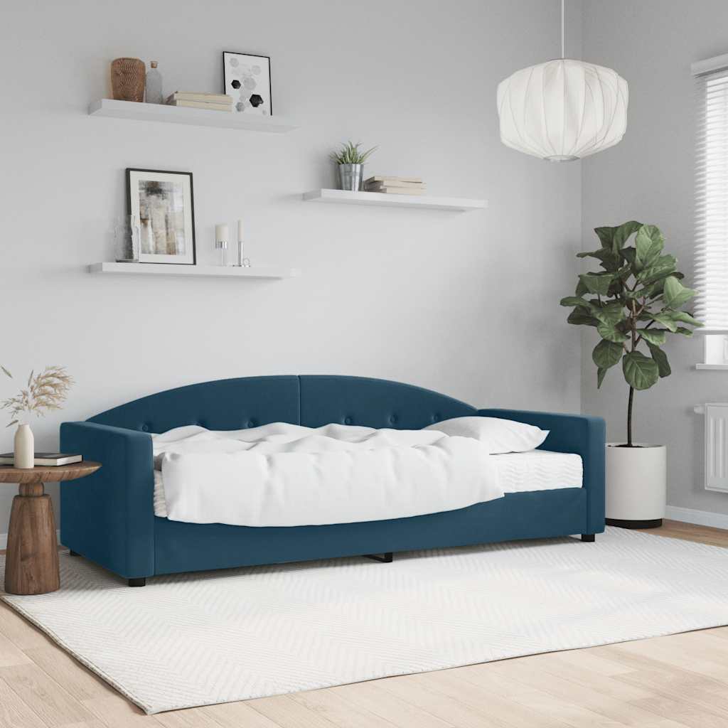 Lit de jour avec matelas bleu 80x200 cm velours - XIOS