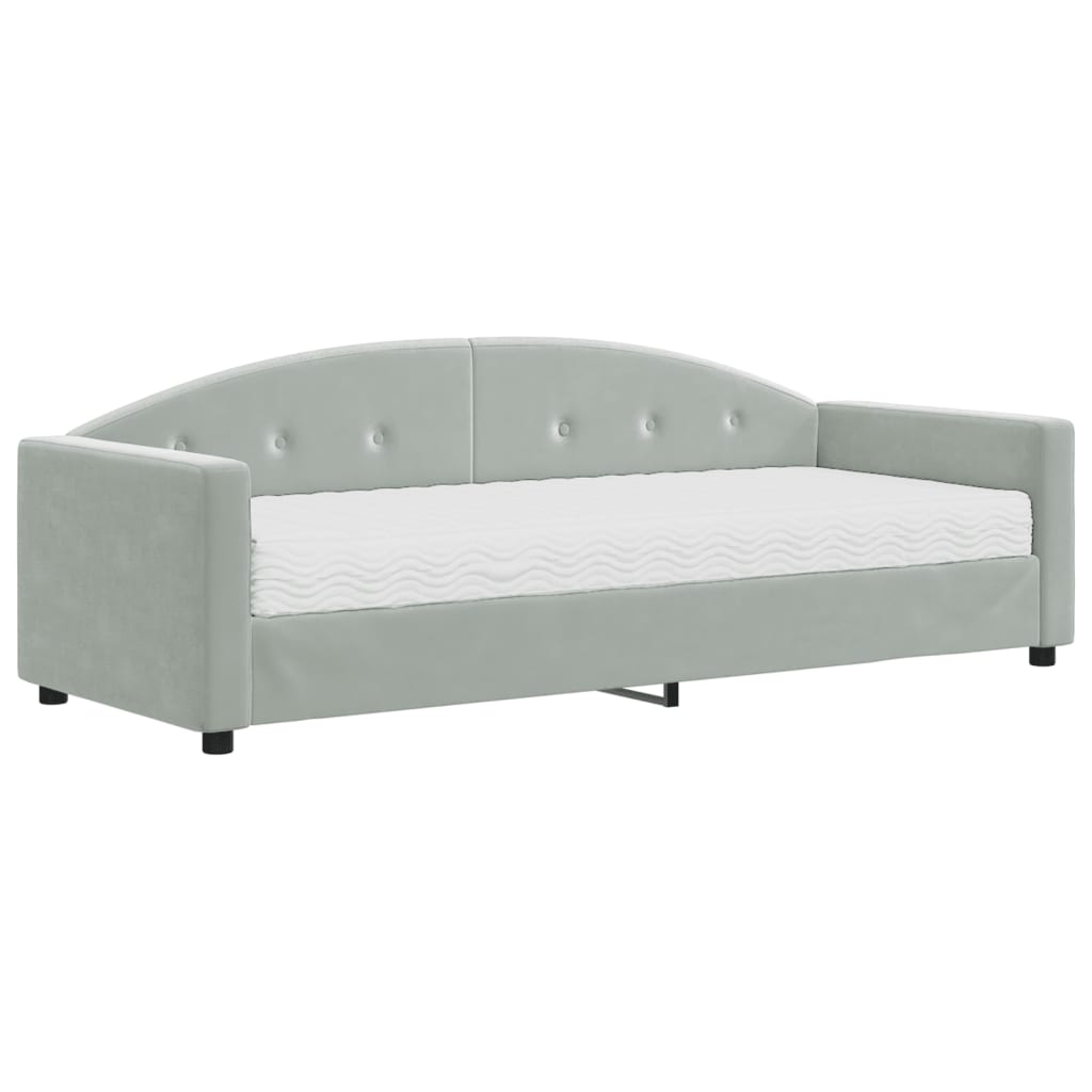 Lit de jour avec matelas gris clair 80x200 cm velours - XIOS