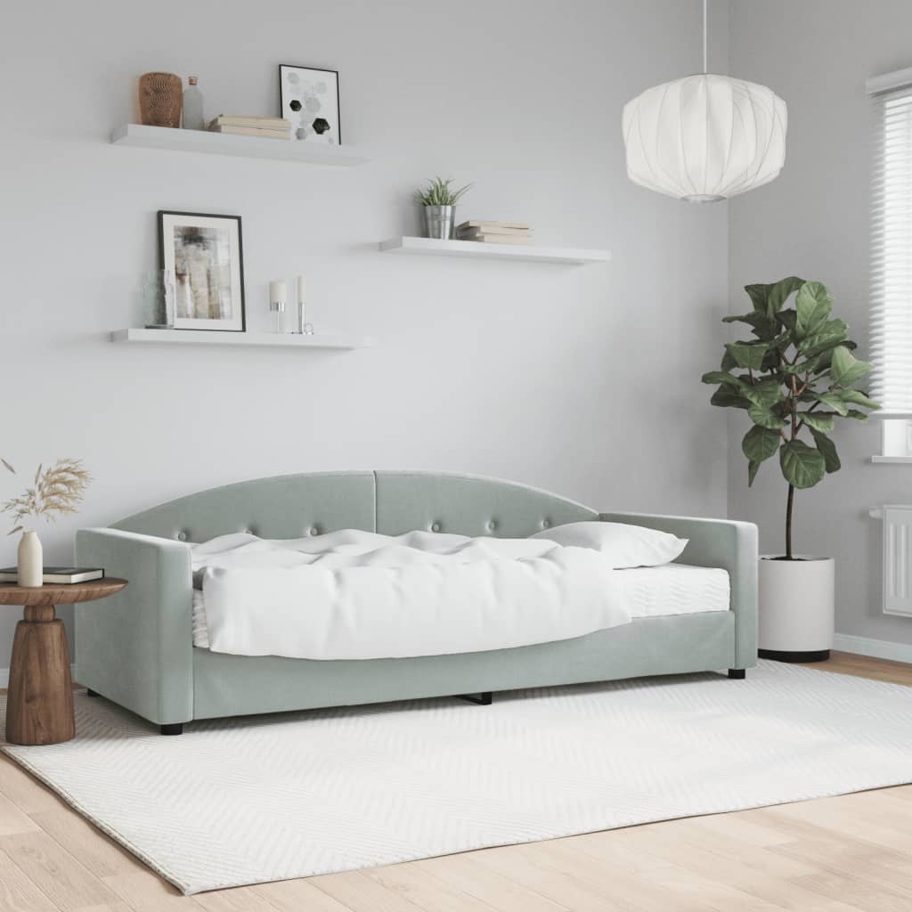 Lit de jour avec matelas gris clair 80x200 cm velours - XIOS