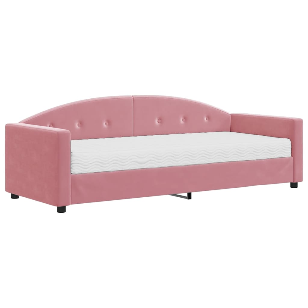 Lit de jour avec matelas rose 80x200 cm velours - XIOS