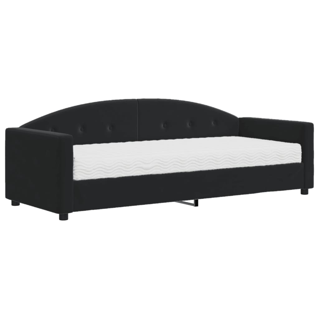 Lit de jour avec matelas noir 80x200 cm velours - XIOS