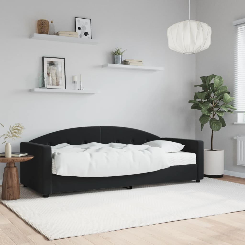 Lit de jour avec matelas noir 80x200 cm velours - XIOS