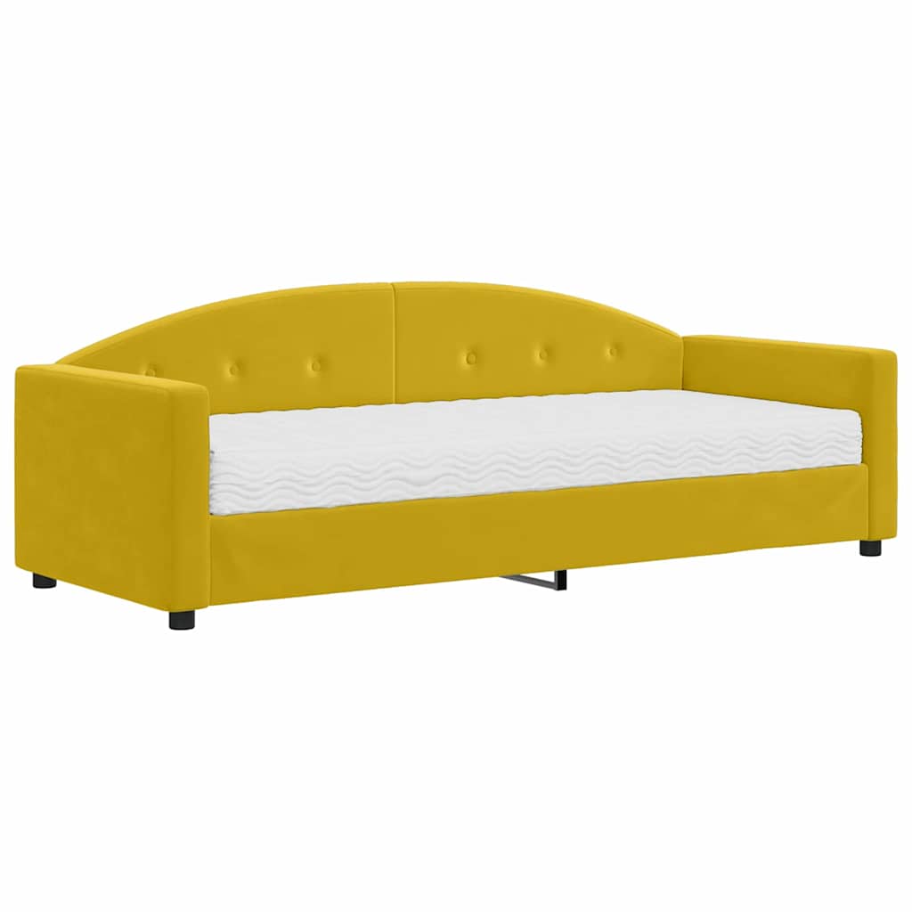 Lit de jour avec matelas jaune 80x200 cm velours - XIOS