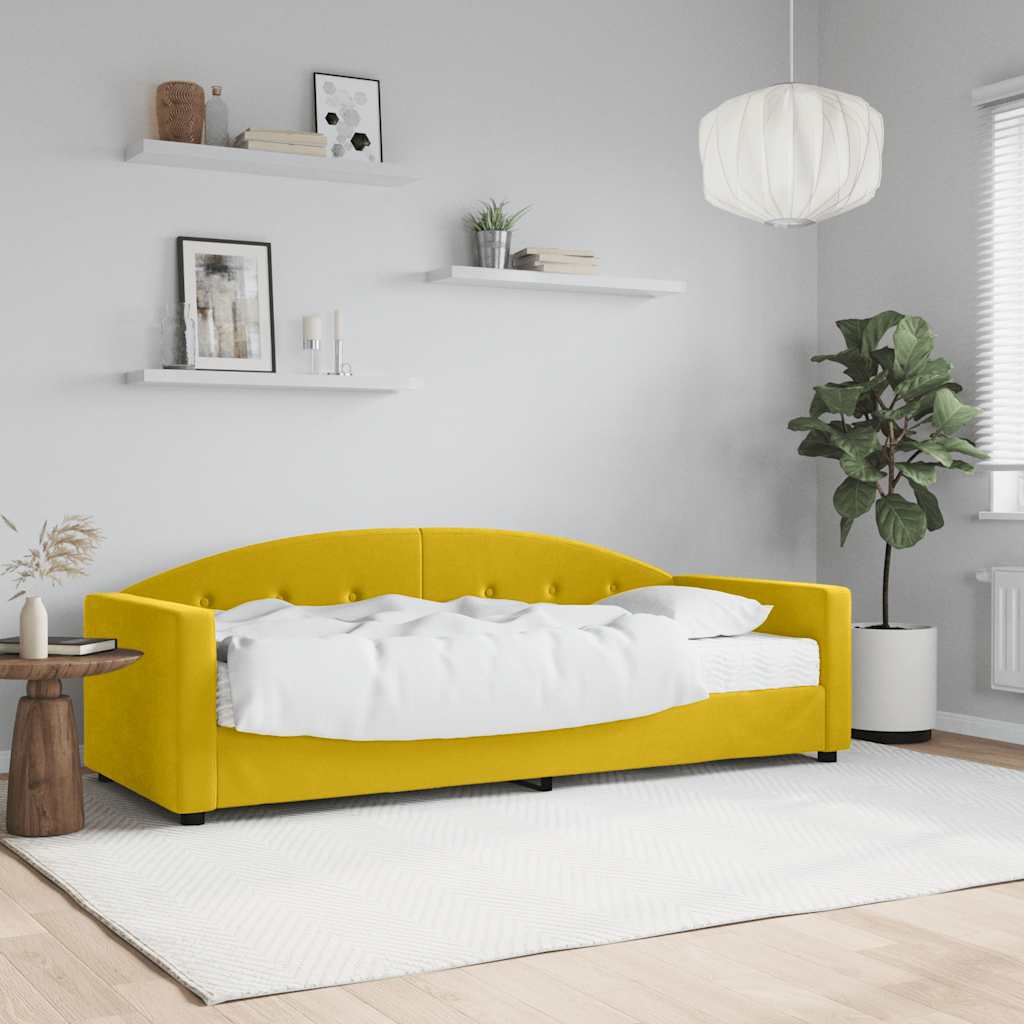 Lit de jour avec matelas jaune 80x200 cm velours - XIOS