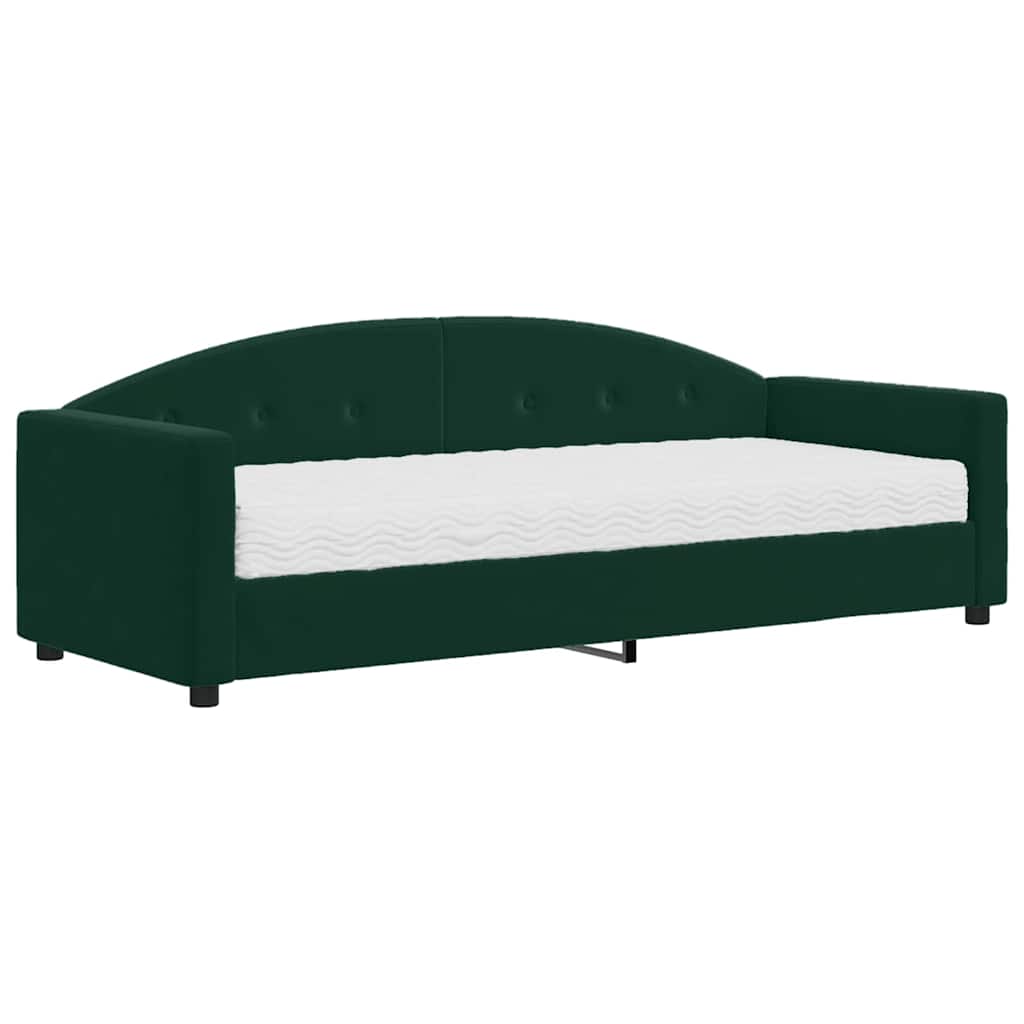Lit de jour avec matelas vert foncé 90x200 cm velours - XIOS