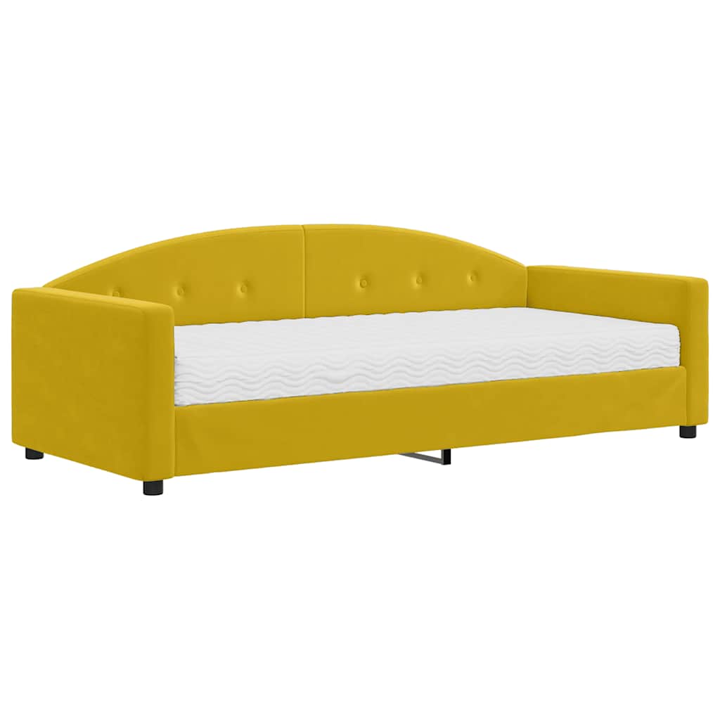 Lit de jour avec matelas jaune 90x200 cm velours - XIOS