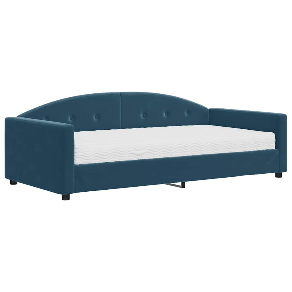 Lit de jour avec matelas bleu 100x200 cm velours - XIOS