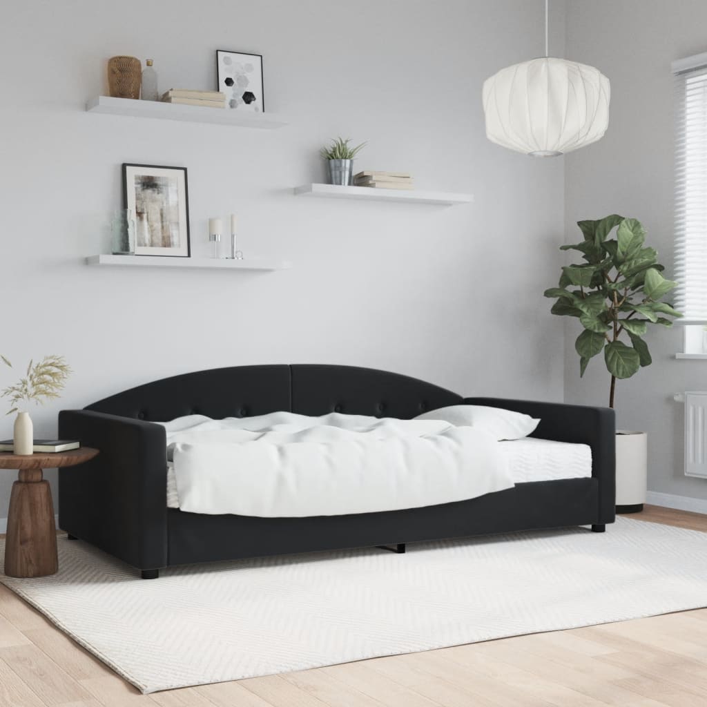 Lit de jour avec matelas noir 100x200 cm velours - XIOS