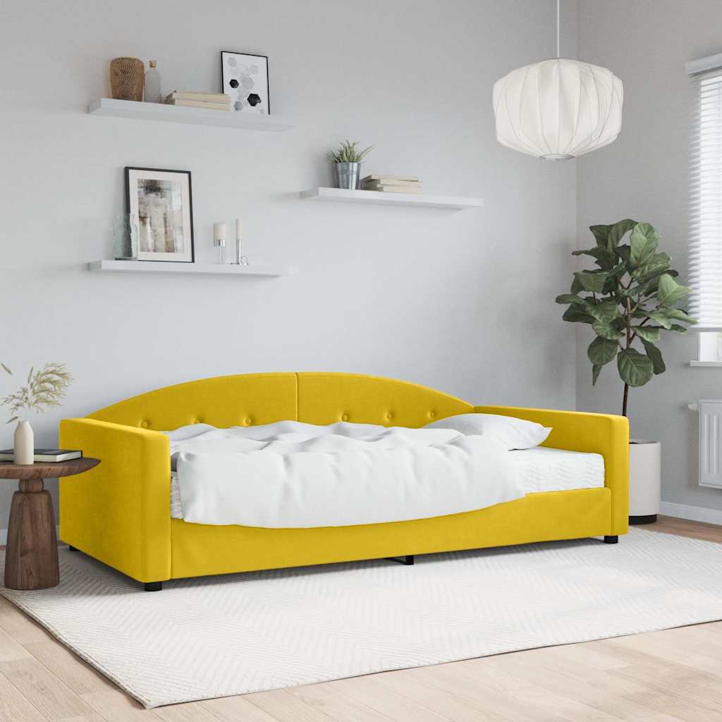 Lit de jour avec matelas jaune 100x200 cm velours - XIOS