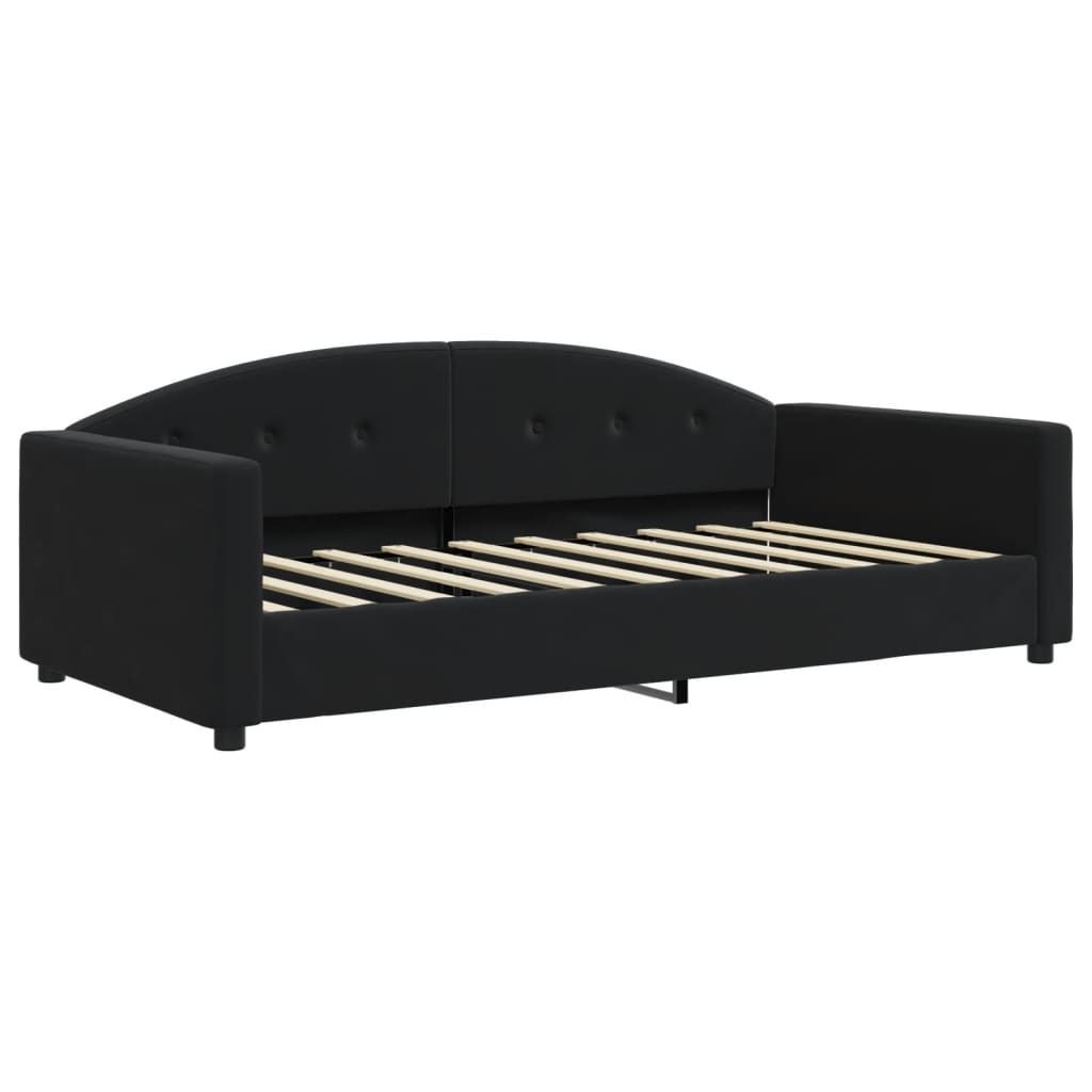Lit de jour avec matelas noir 90x190 cm velours - XIOS