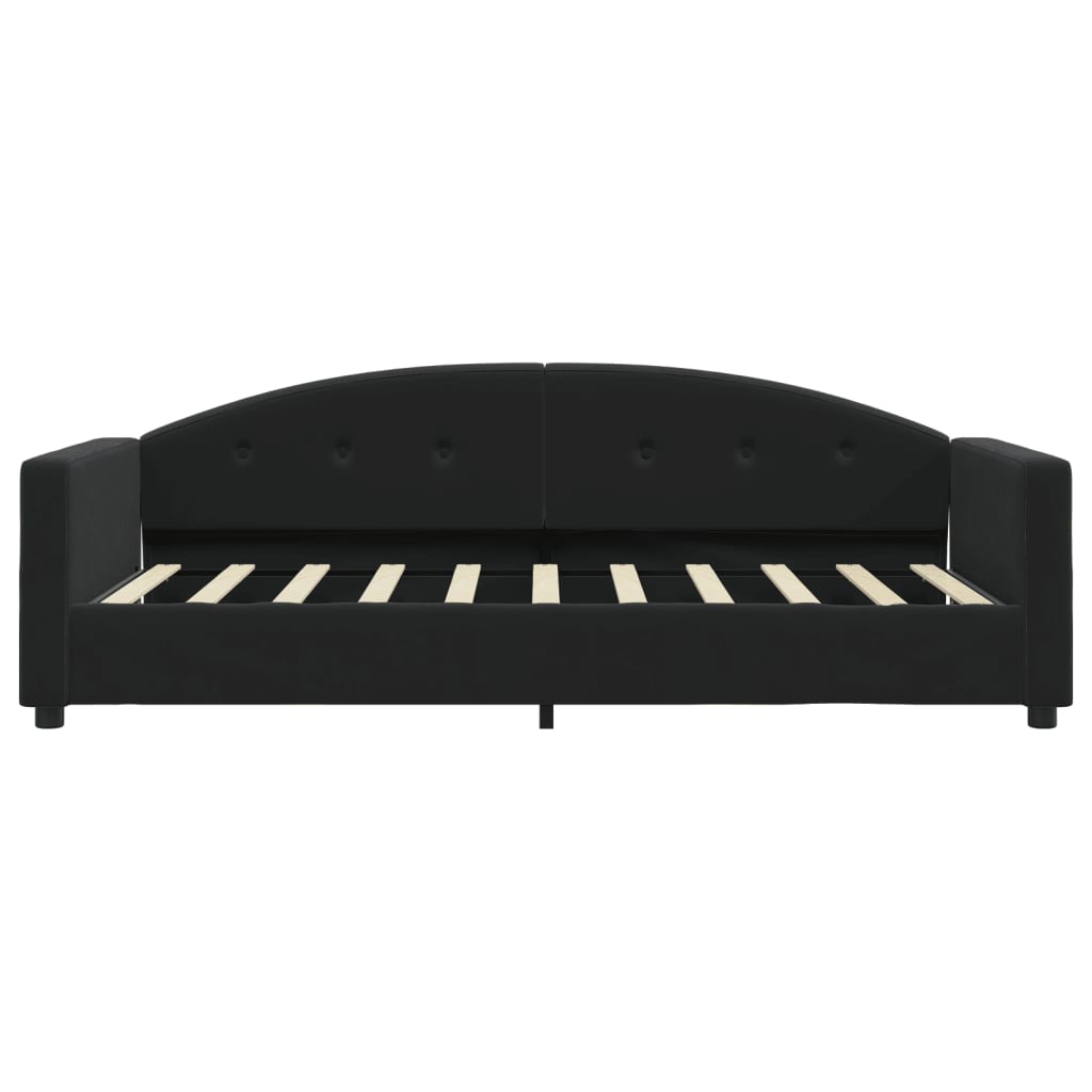 Lit de jour avec matelas noir 90x190 cm velours - XIOS