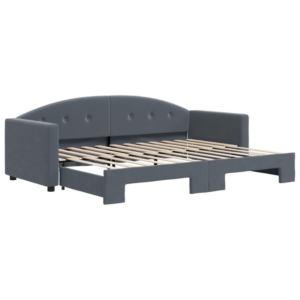 Lit de jour avec gigogne sans matelas gris foncé 80x200 cm - XIOS