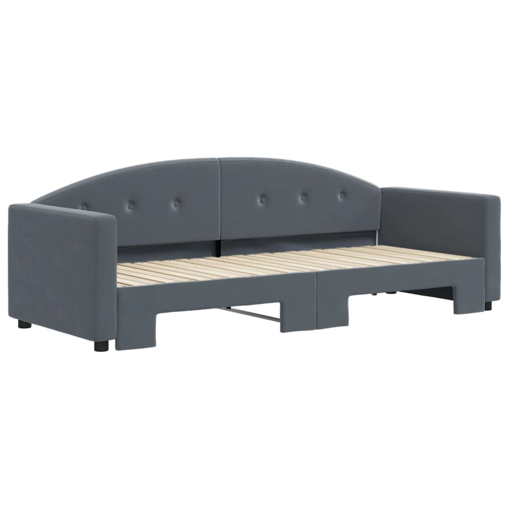 Lit de jour avec gigogne sans matelas gris foncé 80x200 cm - XIOS