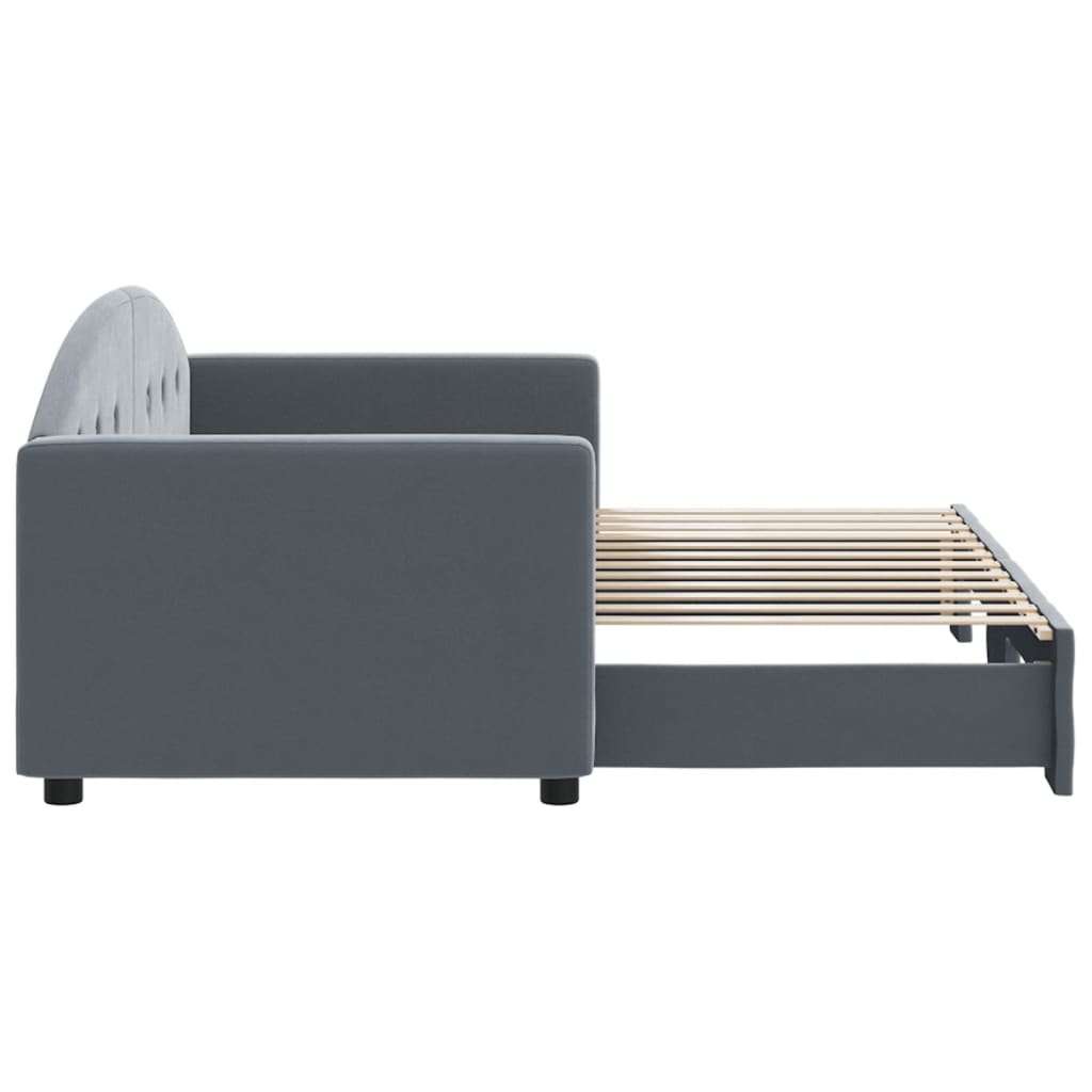 Lit de jour avec gigogne sans matelas gris foncé 80x200 cm - XIOS