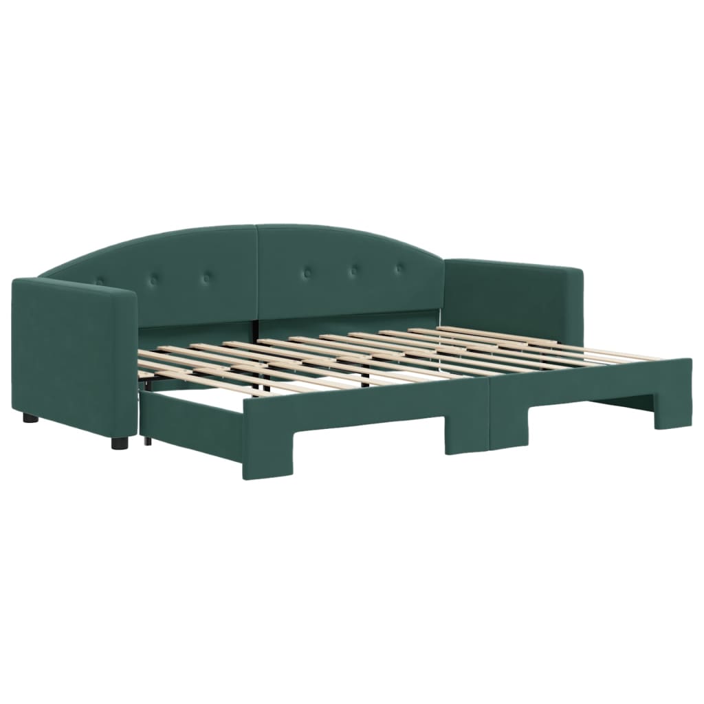 Lit de jour avec gigogne sans matelas vert foncé 80x200 cm - XIOS