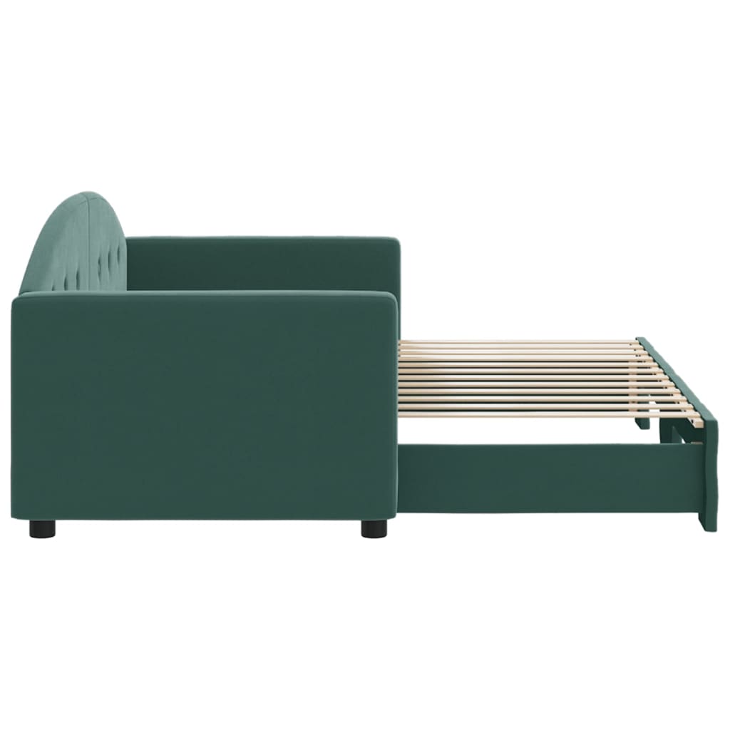 Lit de jour avec gigogne sans matelas vert foncé 80x200 cm - XIOS
