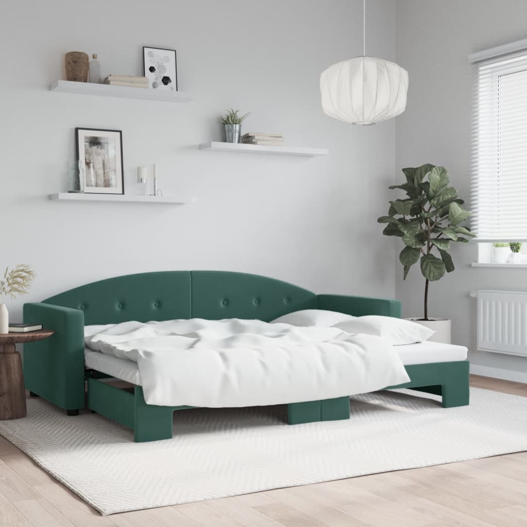 Lit de jour avec gigogne sans matelas vert foncé 80x200 cm - XIOS