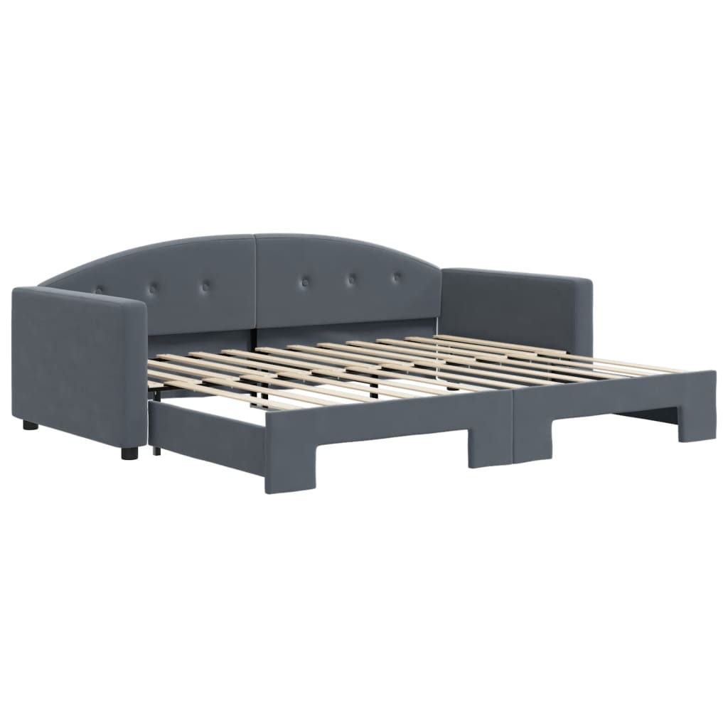 Lit de jour avec gigogne sans matelas gris foncé 90x200 cm - XIOS