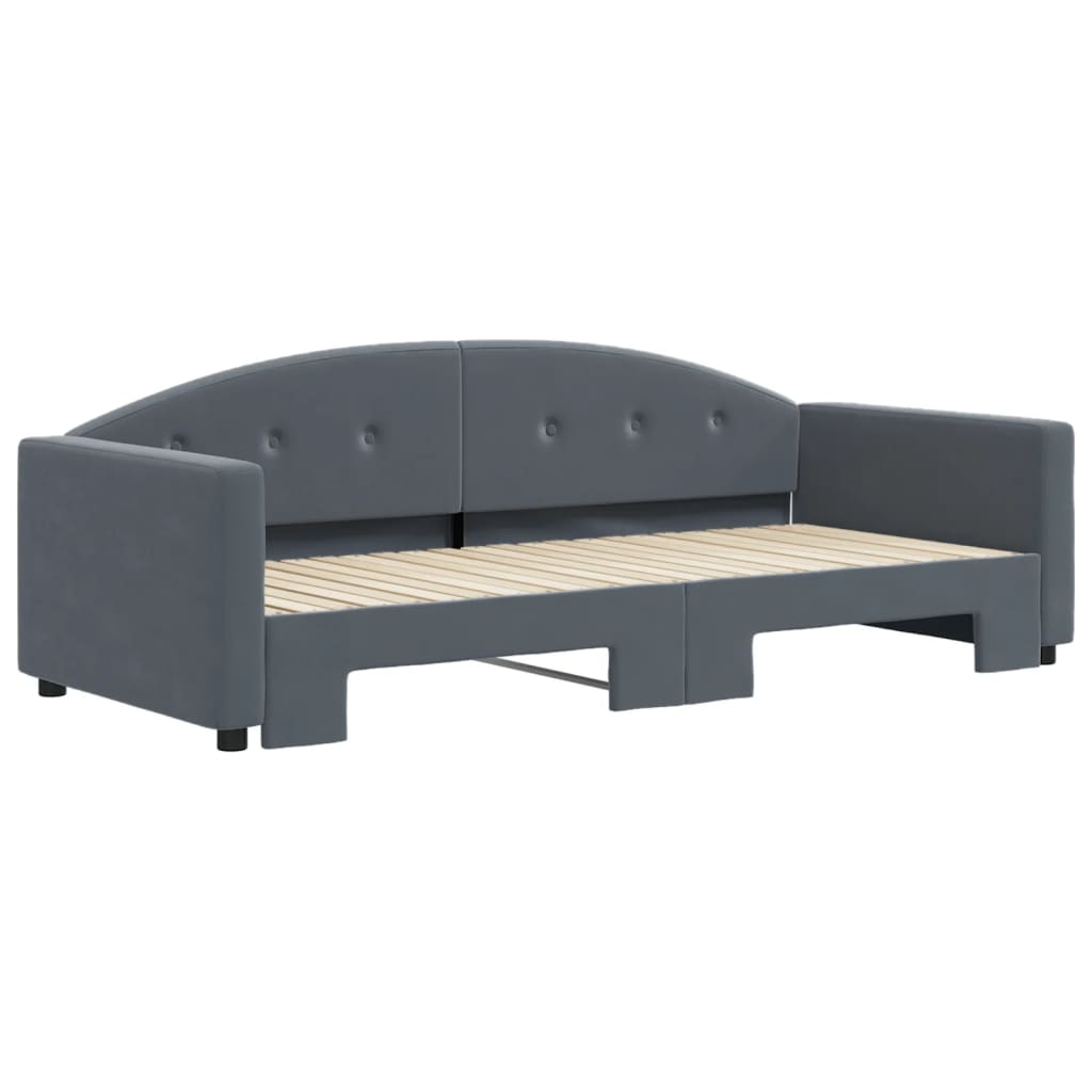 Lit de jour avec gigogne sans matelas gris foncé 90x200 cm - XIOS