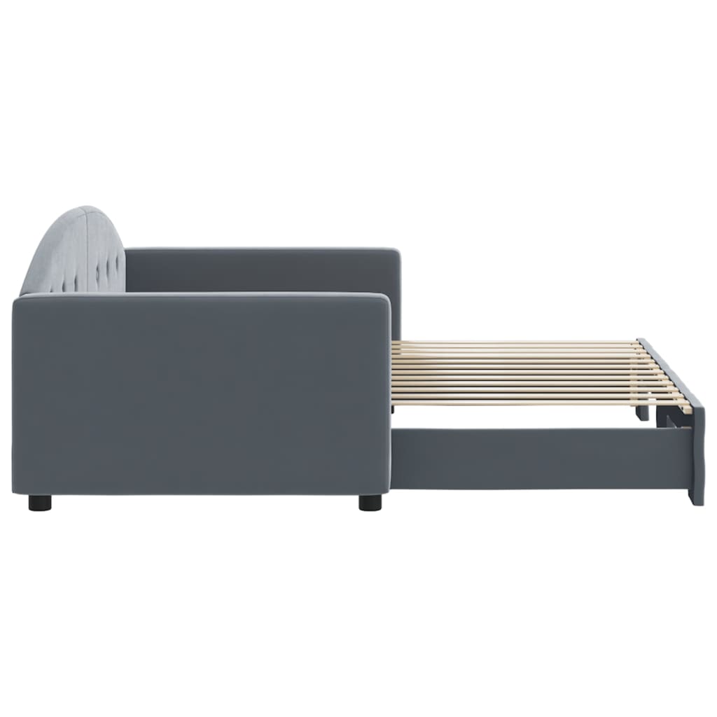 Lit de jour avec gigogne sans matelas gris foncé 90x200 cm - XIOS