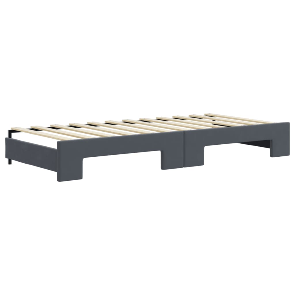 Lit de jour avec gigogne sans matelas gris foncé 90x200 cm - XIOS