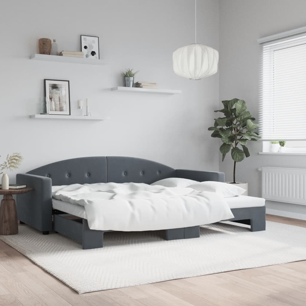 Lit de jour avec gigogne sans matelas gris foncé 90x200 cm - XIOS