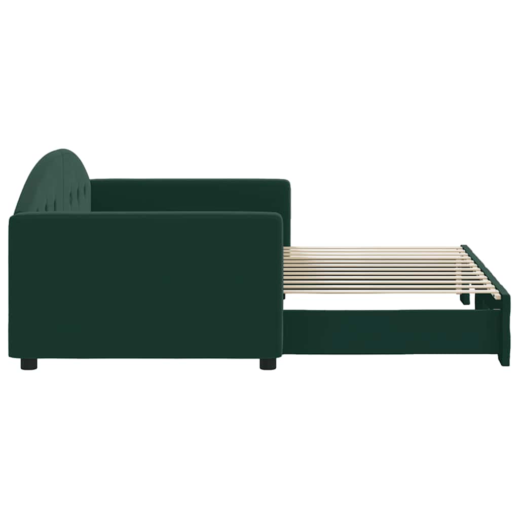 Lit de jour avec gigogne sans matelas vert foncé 90x200 cm