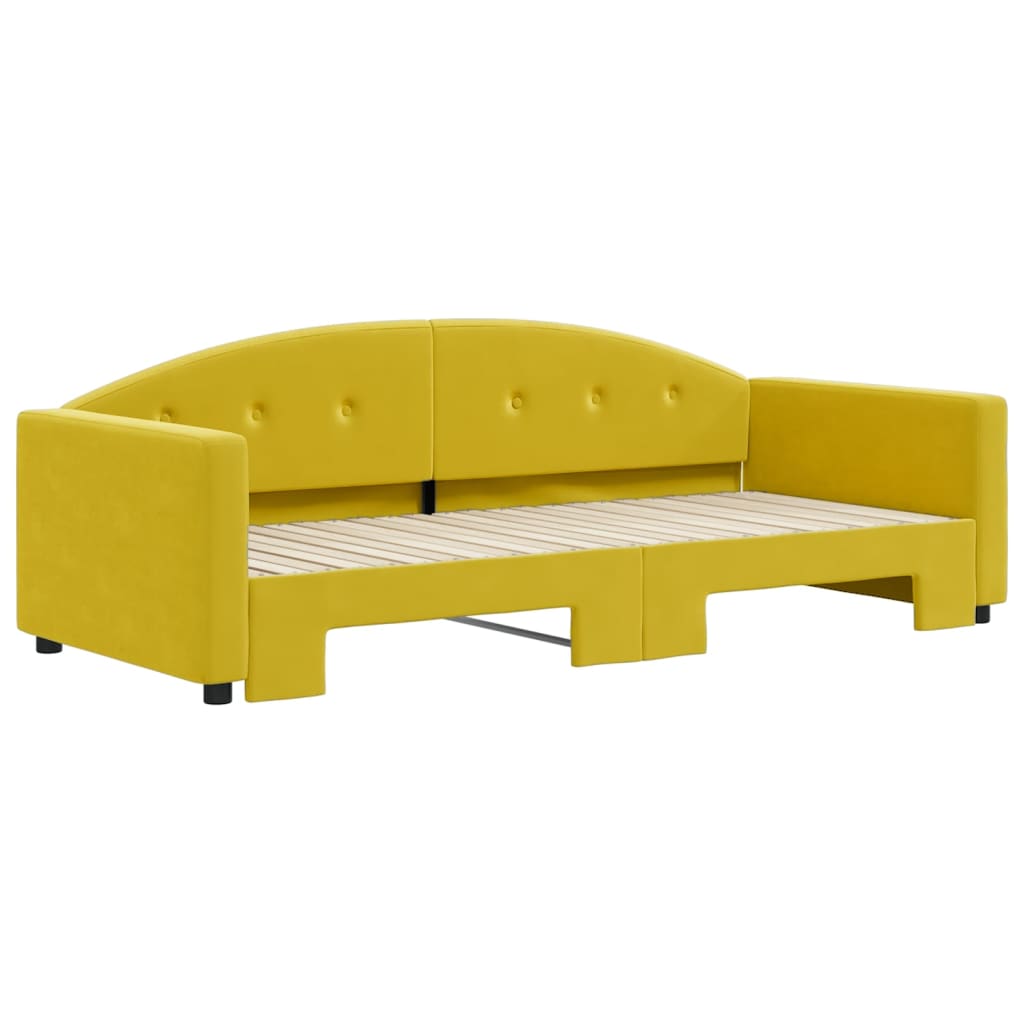 Lit de jour avec lit gigogne jaune 90x200 cm velours - XIOS