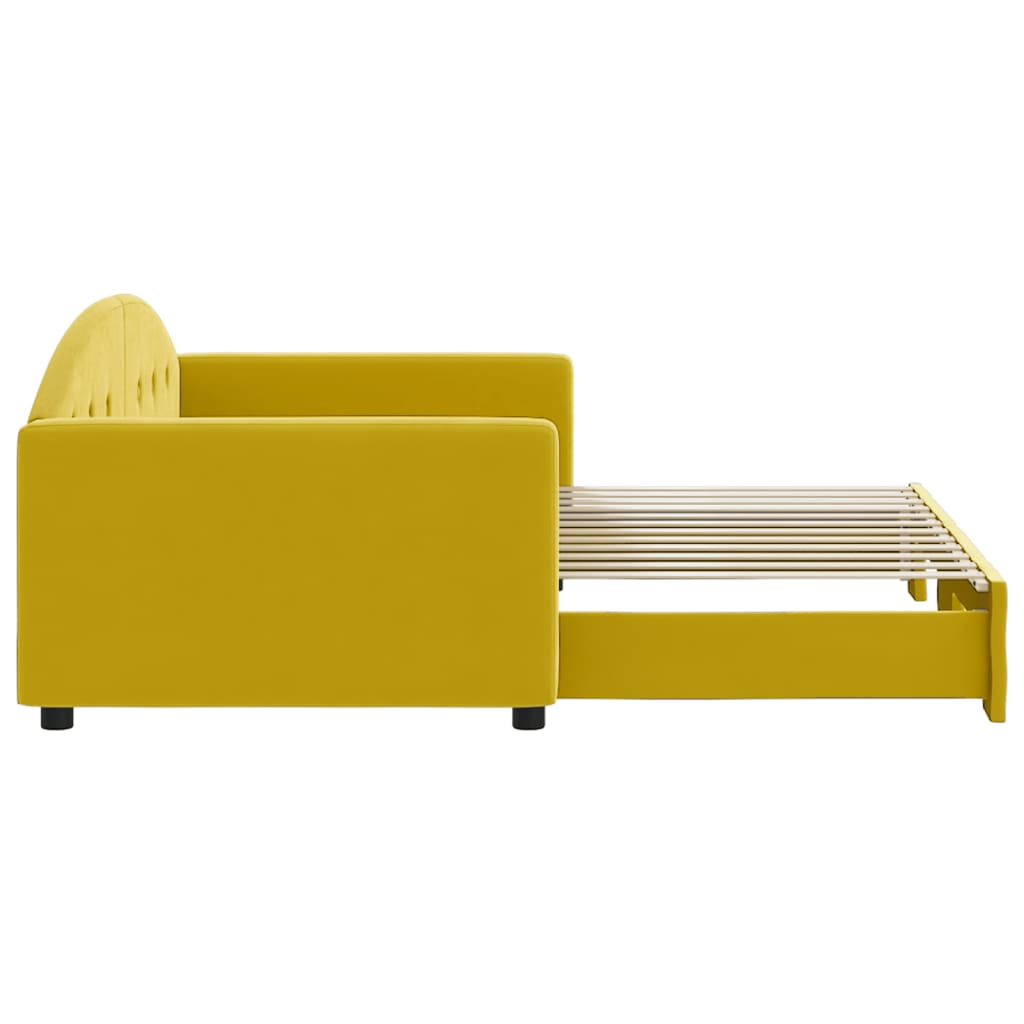 Lit de jour avec lit gigogne jaune 90x200 cm velours - XIOS