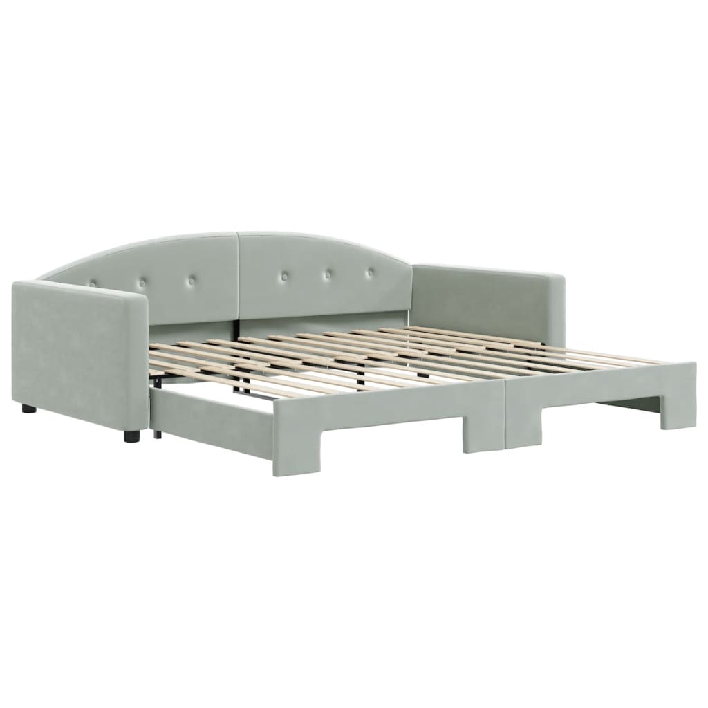 Lit de jour avec gigogne sans matelas gris clair 100x200 cm - XIOS