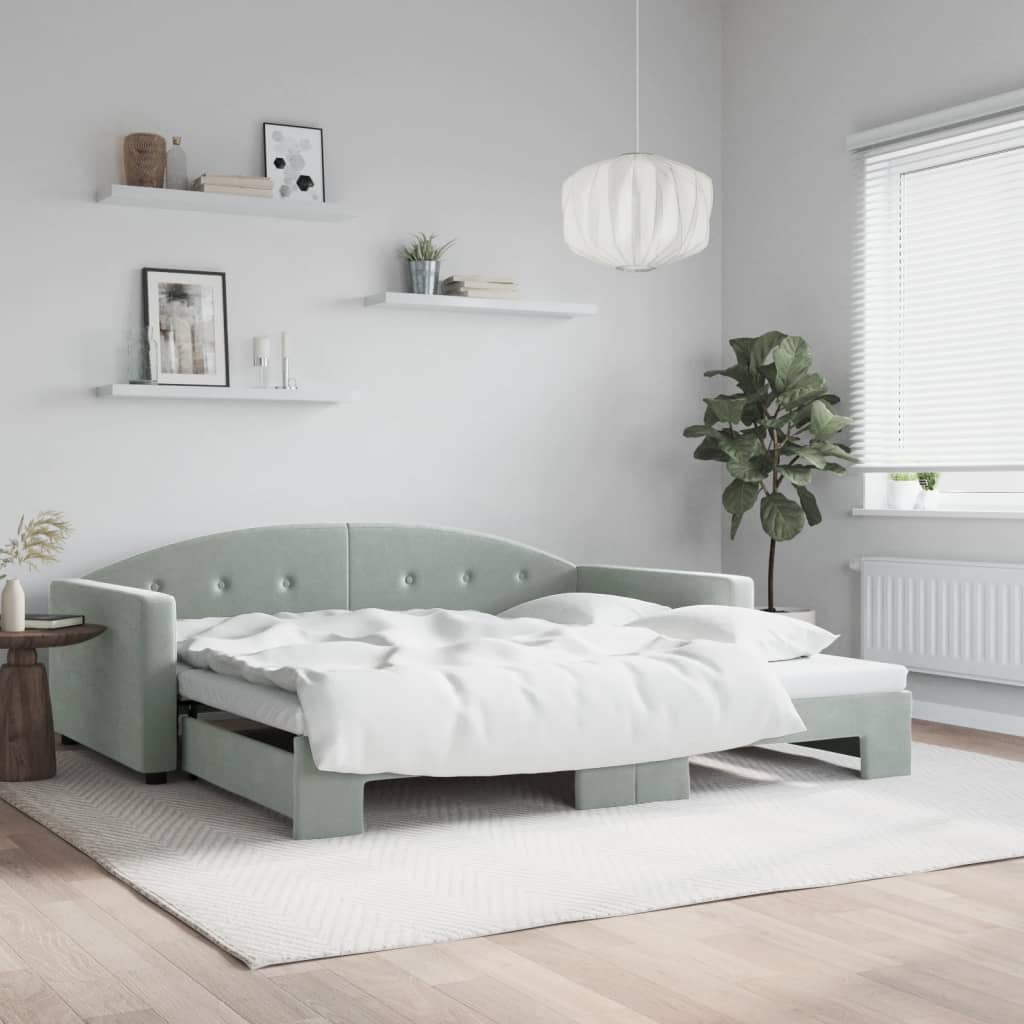 Lit de jour avec gigogne sans matelas gris clair 100x200 cm - XIOS