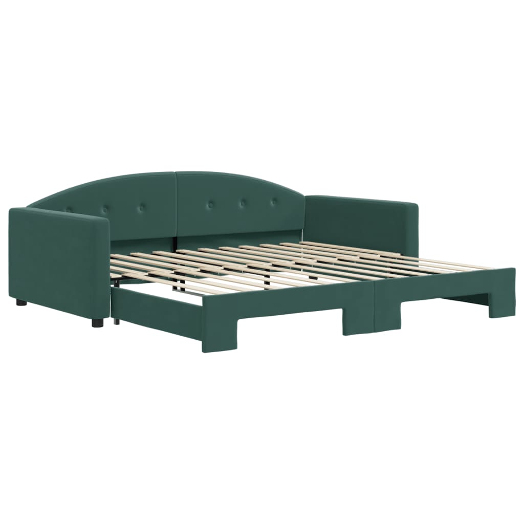 Lit de jour avec gigogne sans matelas vert foncé 100x200 cm - XIOS