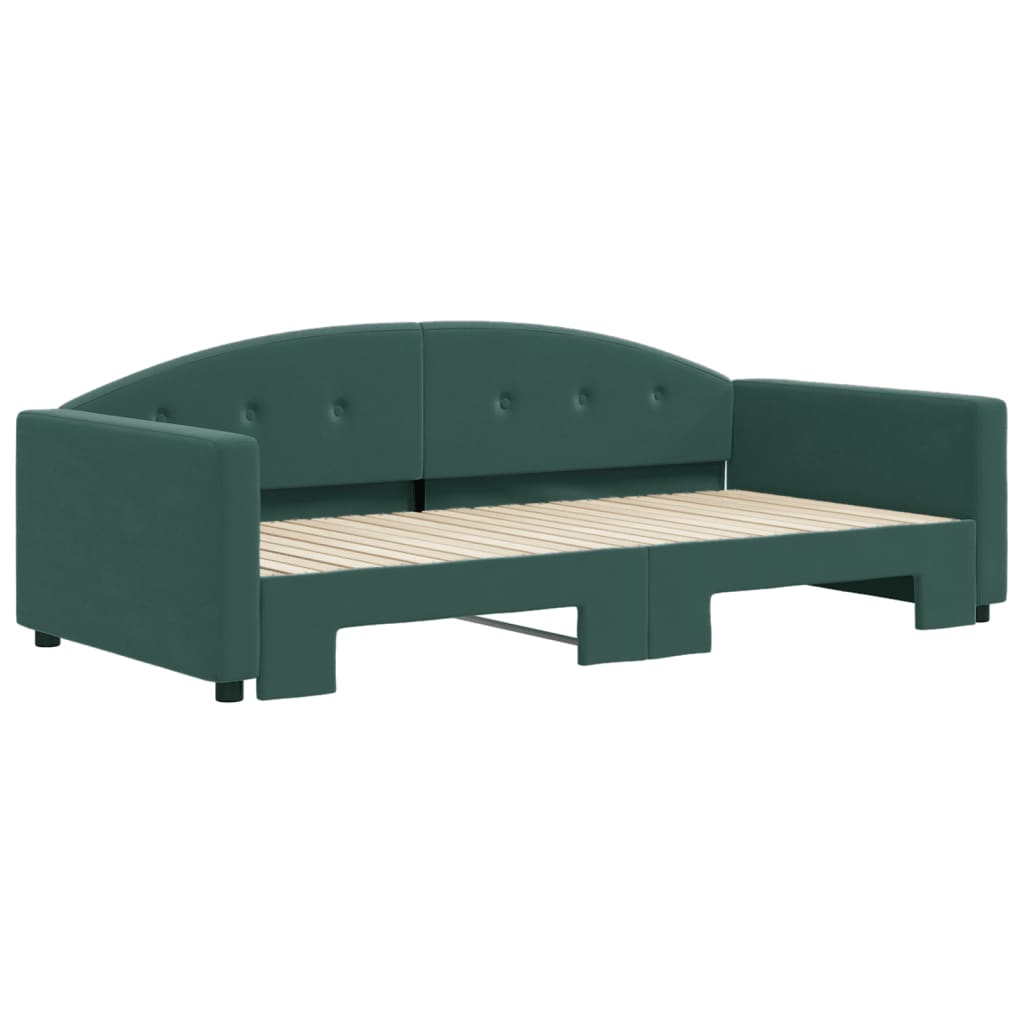 Lit de jour avec gigogne sans matelas vert foncé 100x200 cm - XIOS