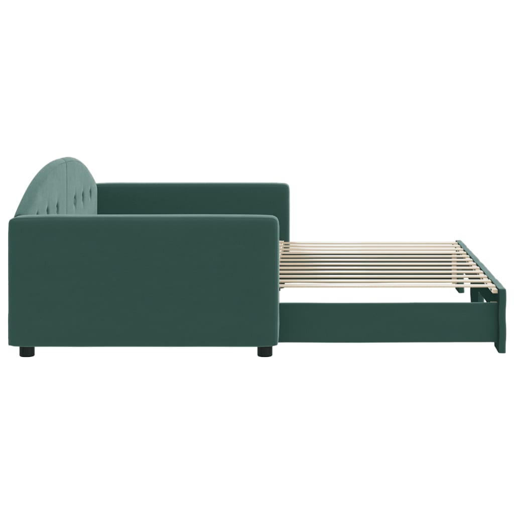 Lit de jour avec gigogne sans matelas vert foncé 100x200 cm - XIOS
