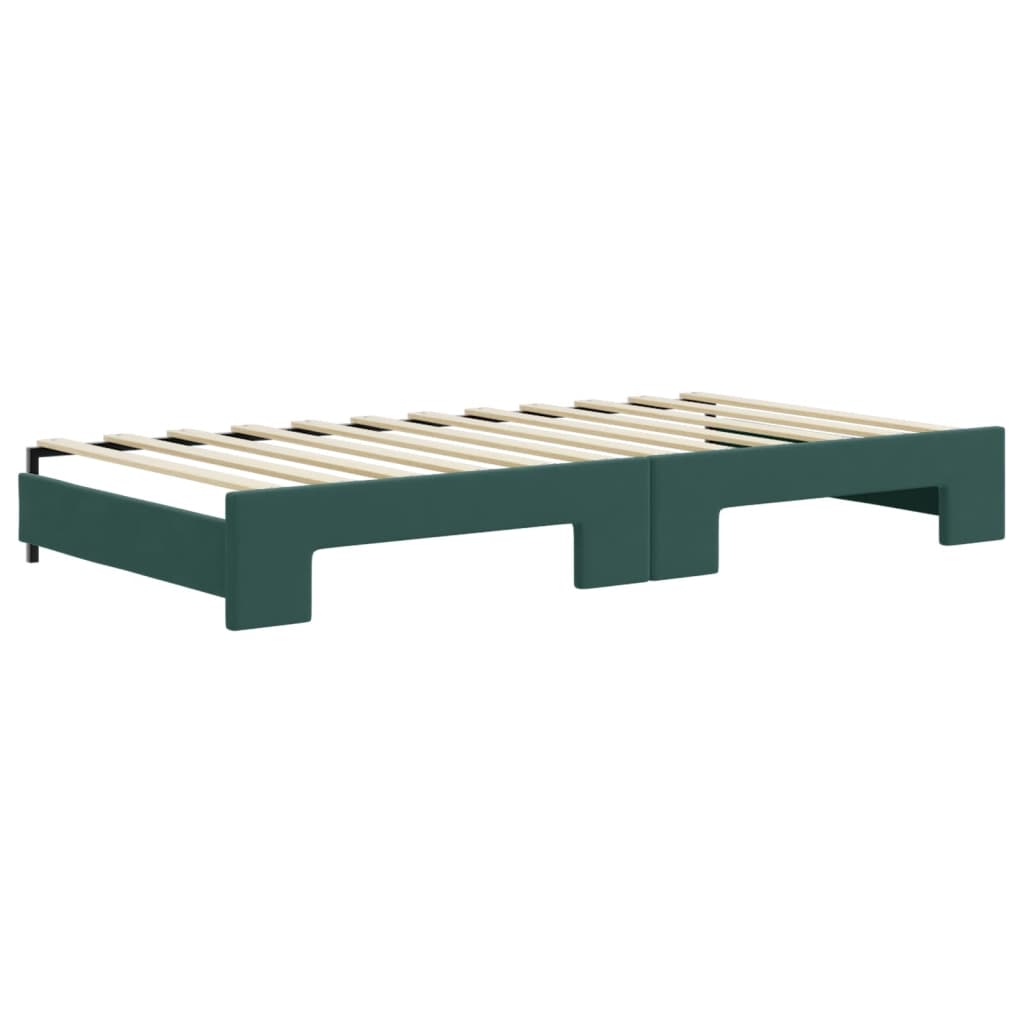 Lit de jour avec gigogne sans matelas vert foncé 100x200 cm - XIOS