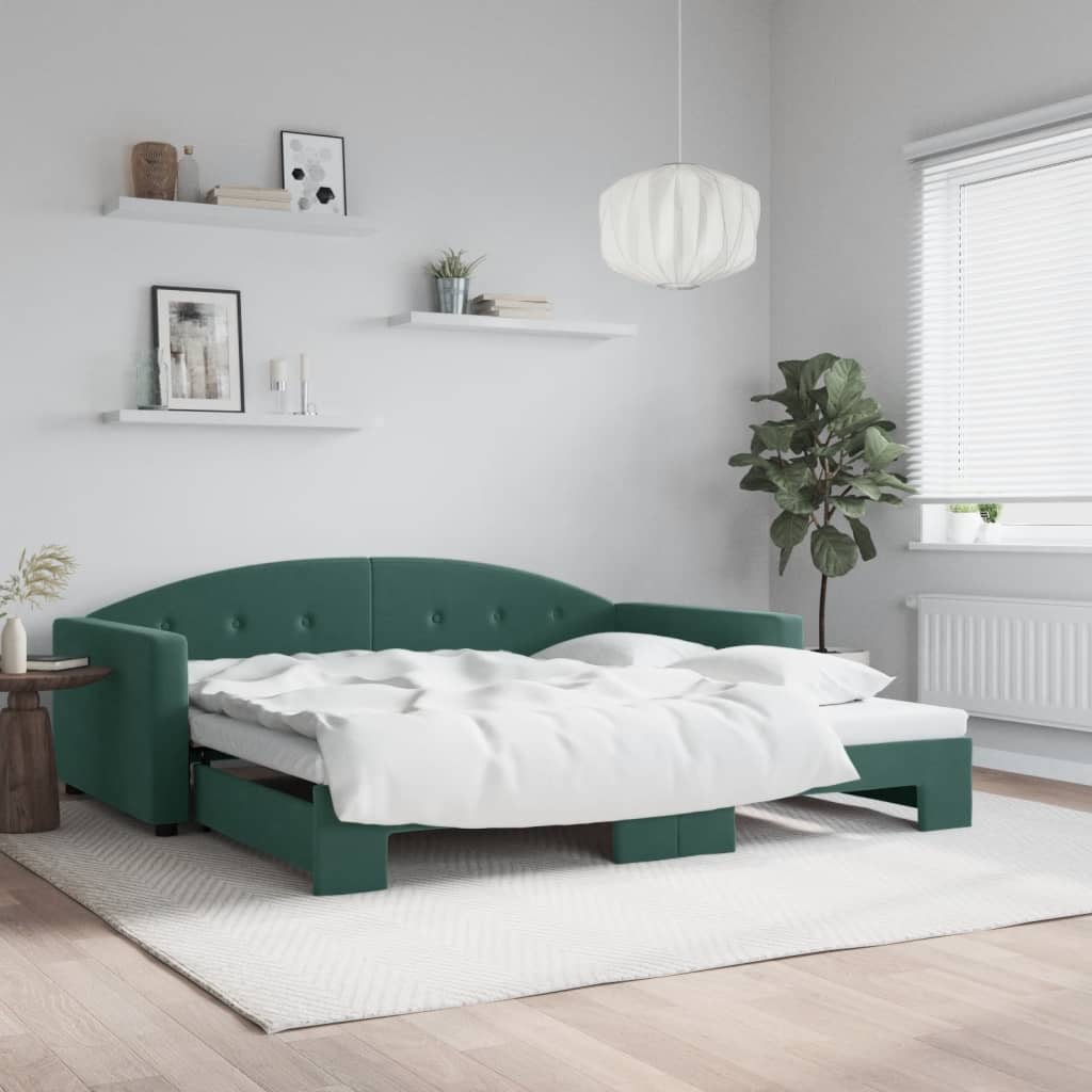 Lit de jour avec gigogne sans matelas vert foncé 100x200 cm - XIOS