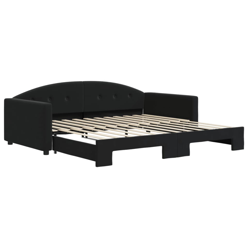 Lit de jour avec gigogne sans matelas noir 100x200 cm