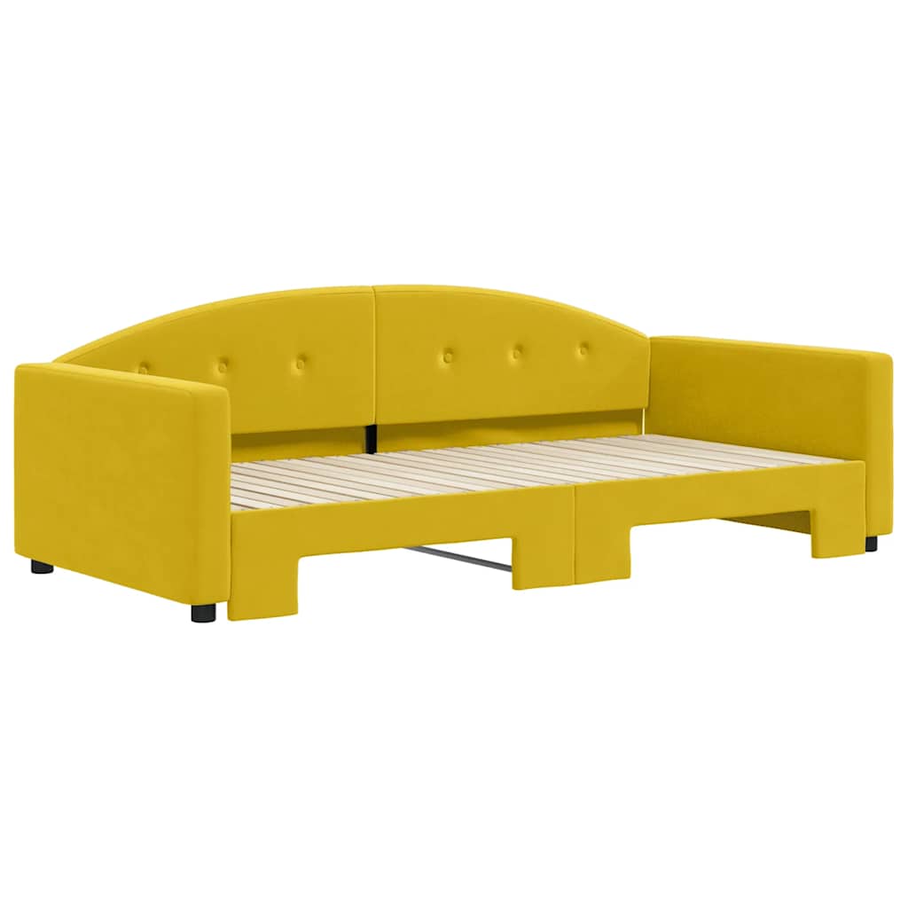 Lit de jour avec lit gigogne jaune 100x200 cm velours