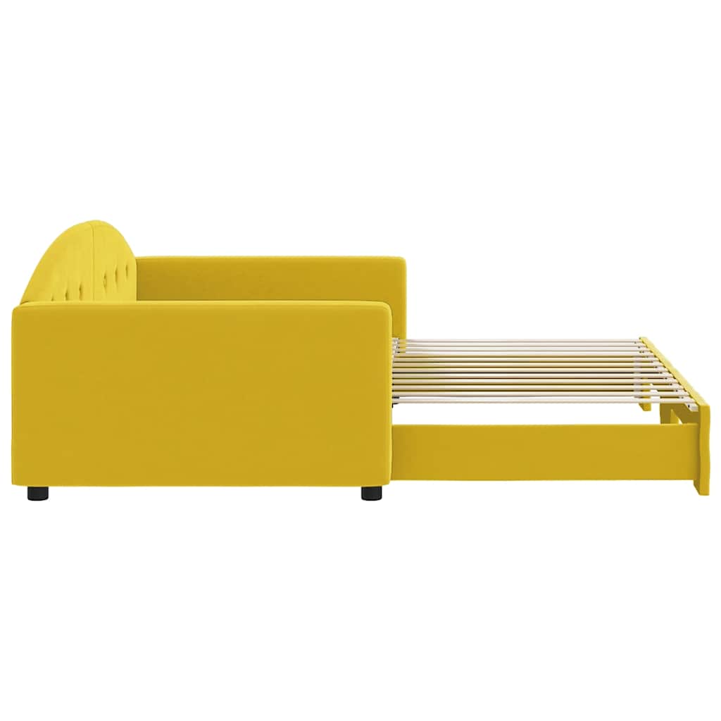 Lit de jour avec lit gigogne jaune 100x200 cm velours