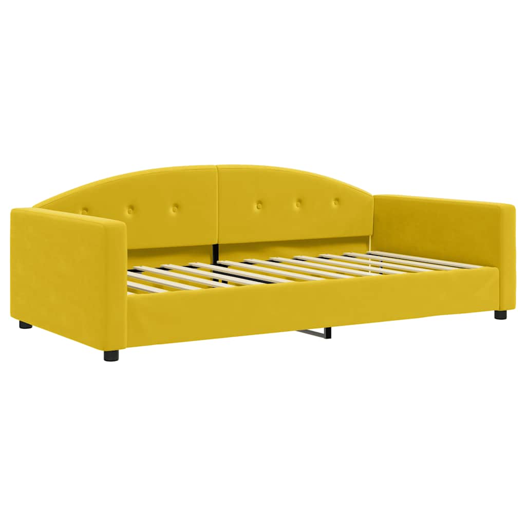 Lit de jour avec lit gigogne jaune 100x200 cm velours