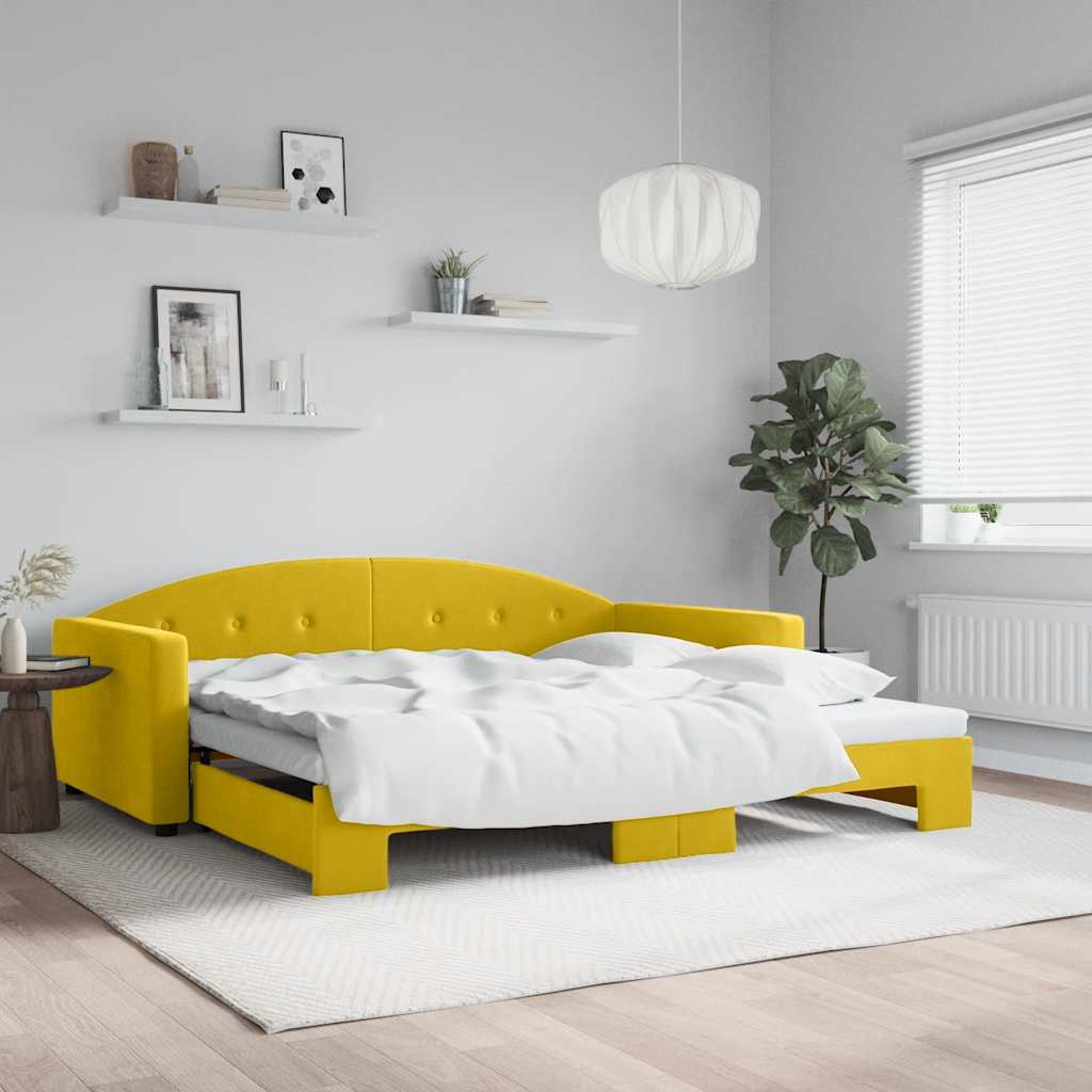 Lit de jour avec lit gigogne jaune 100x200 cm velours