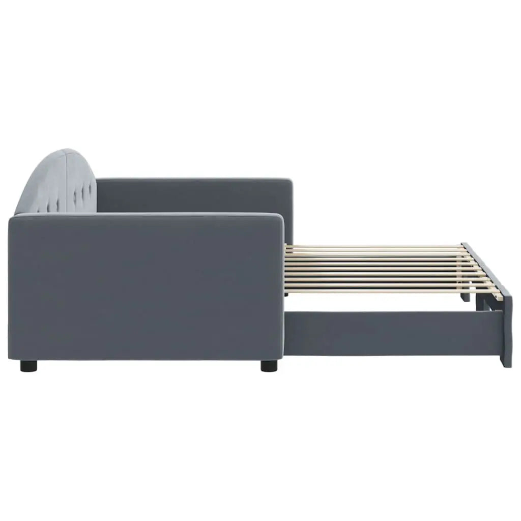Lit de jour avec gigogne sans matelas gris foncé 90x190 cm - XIOS