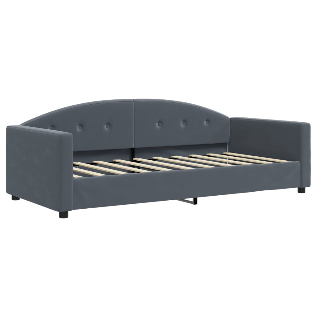Lit de jour avec gigogne sans matelas gris foncé 90x190 cm
