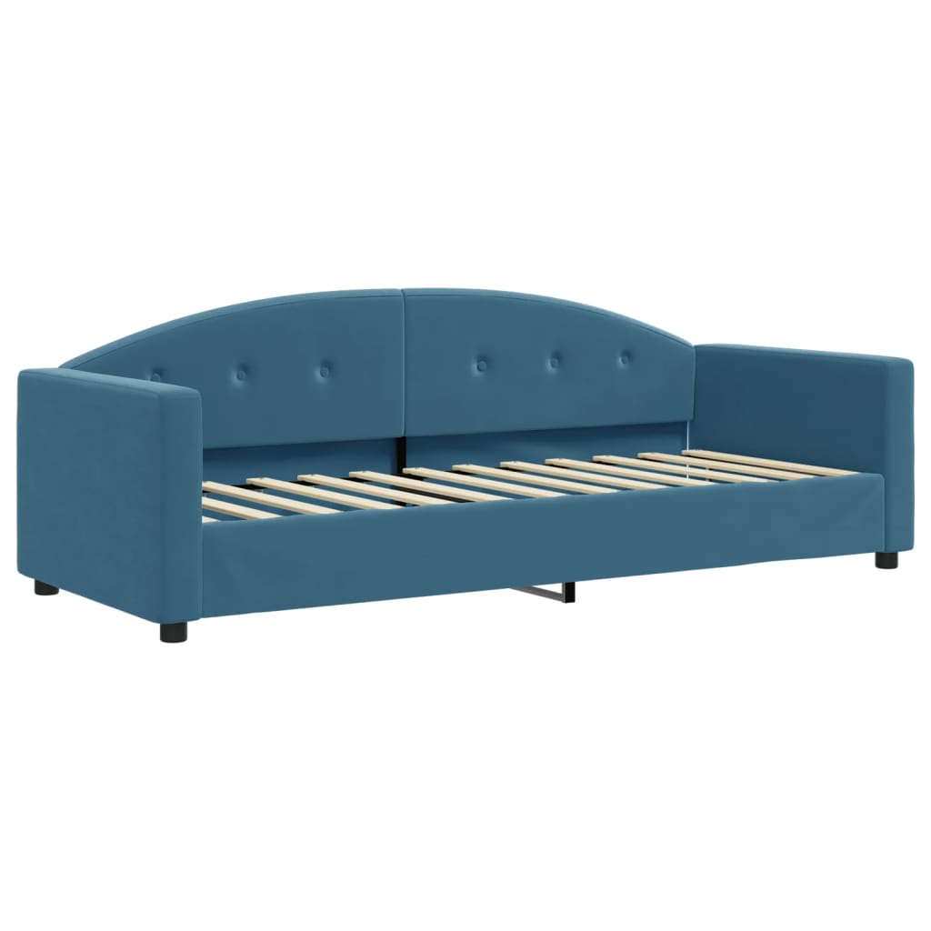 Lit de jour avec lit gigogne et matelas bleu 80x200 cm velours - XIOS