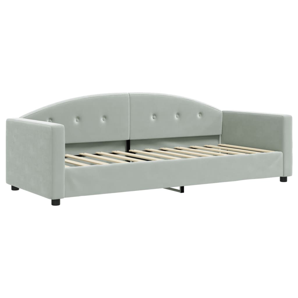 Lit de jour avec gigogne et matelas gris clair 80x200cm velours - XIOS