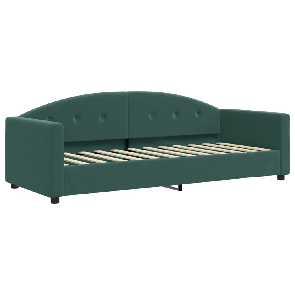 Lit de jour avec gigogne et matelas vert foncé 80x200cm velours - XIOS