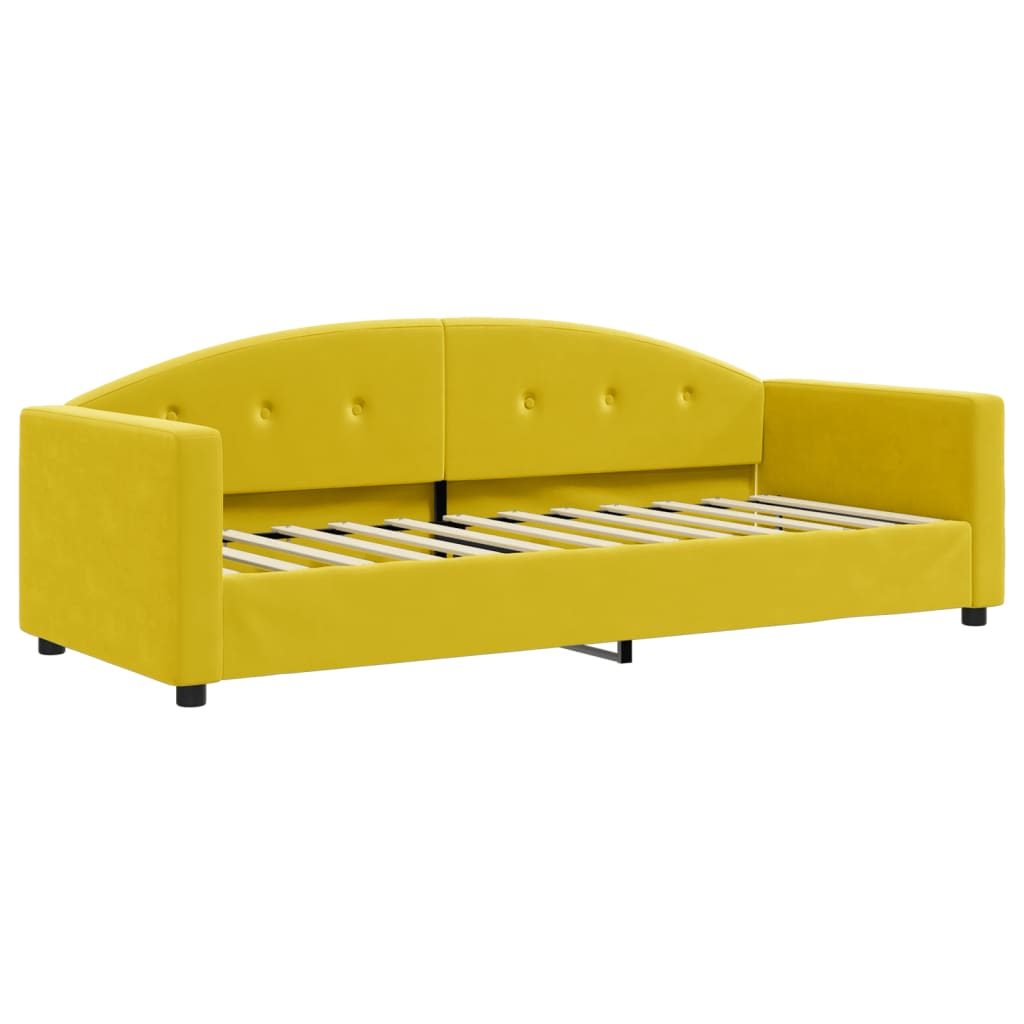 Lit de jour avec lit gigogne et matelas jaune 80x200 cm velours - XIOS