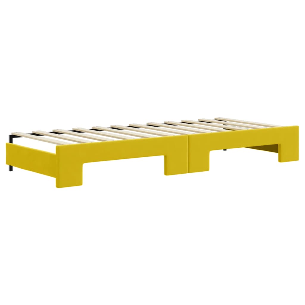 Lit de jour avec lit gigogne et matelas jaune 80x200 cm velours - XIOS